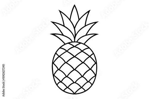 Pineapple with Leaves | isolated vector silhouette illustration on white background