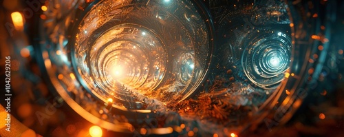 Delve into the depths of time travel theories with a wide-angle view An image that visually captures 