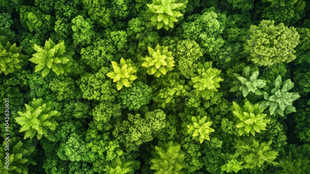 Aerial view of lush green trees in a dense forest, showcasing nature's beauty and diversity. Aerial view of lush green trees in a dense forest, showcasing nature's beauty and diversity.