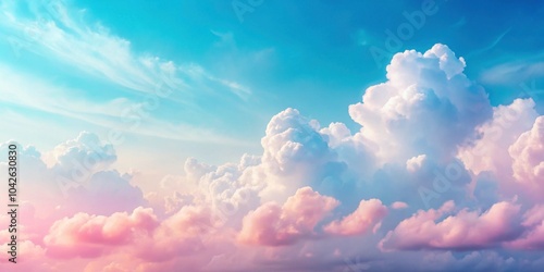 Fototapeta Naklejka Na Ścianę i Meble -  Beautiful sky with pastel pink and blue clouds , Pastel, Sky, Beauty, Clouds, Pink, Blue, Serene, Tranquil, Dreamy, Peaceful