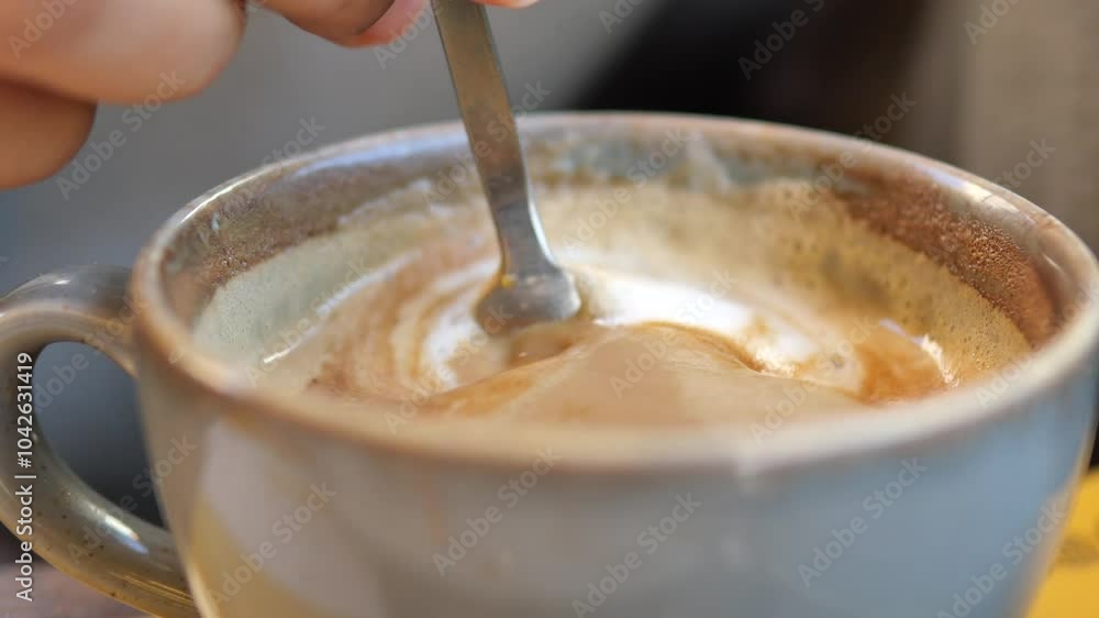white sugar pouring from a in a paper packet on a coffee cup white sugar pouring from a in a paper packet on a coffee cup