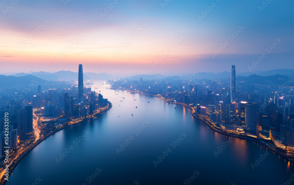 Fototapeta premium Architectural landscape of modern urban skyline