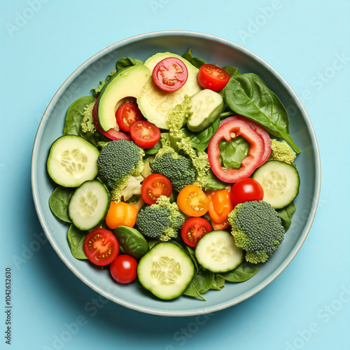 Colorful and Nutritious Salad Bowl with Fresh Vegetables