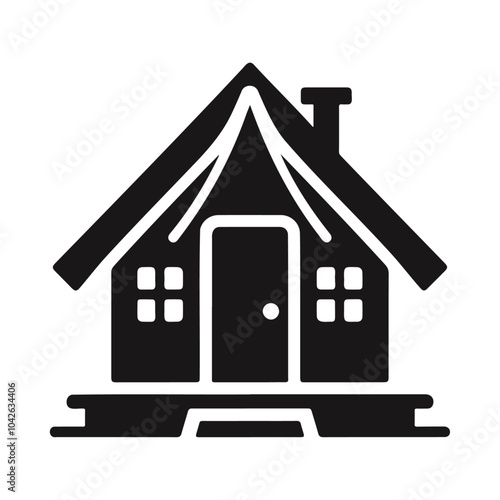 Travel camping hut black silhouette vector icon design