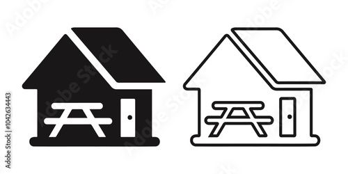 Travel camping hut black silhouette vector icon design