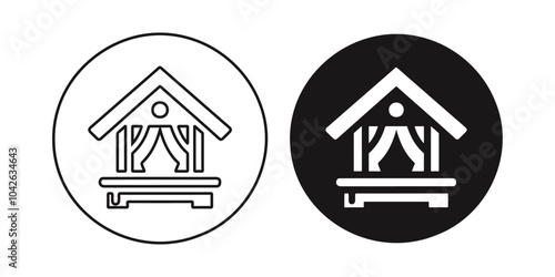 Travel camping hut black silhouette vector icon design