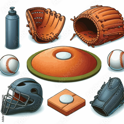 Pitcher's Mound and Rubber set vector illustration