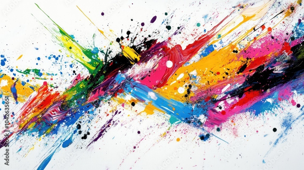 Fototapeta premium Bold abstract artwork with vibrant splashes of color and energetic brushstrokes, symbolizing creativity and modern artistic expression