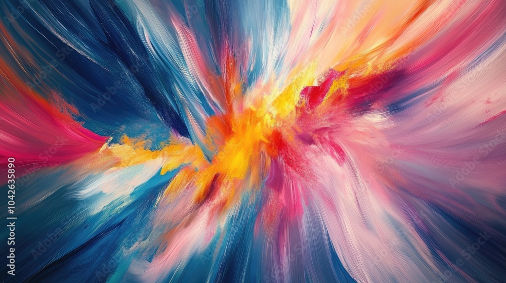 Obraz premium A dynamic abstract artwork with bold, colorful strokes and vibrant tones, exuding energy and boundless artistic creativity