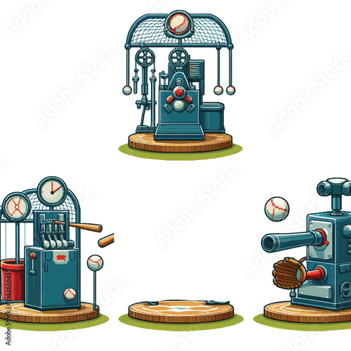Pitcher's Mound and Rubber set vector illustration