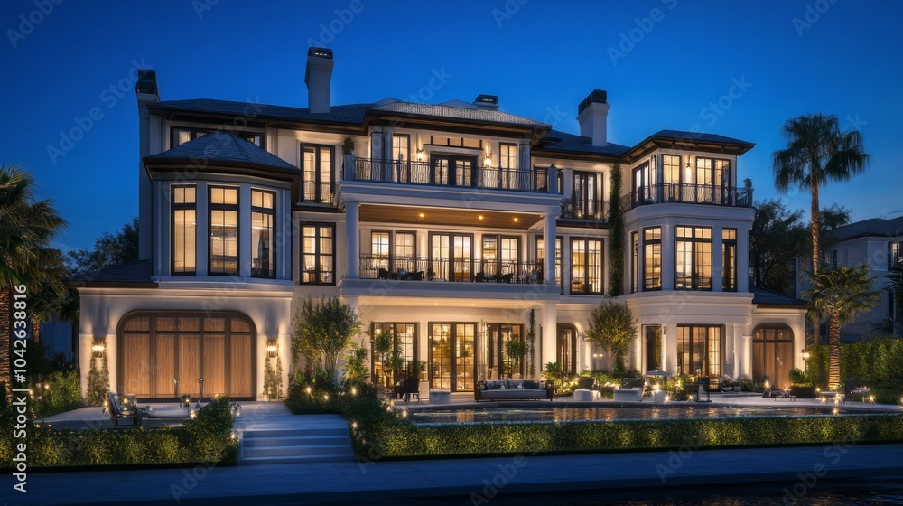 Fototapeta premium Urban Homes with Inviting Atmosphere at Night