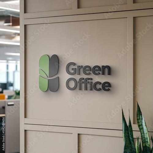 Brand Logo mockup on panel wall with office background