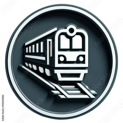 3d train icon inside circle