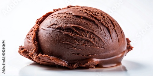 Dark Chocolate Ice Cream Scoop on White Background - Delicious Dessert Photography