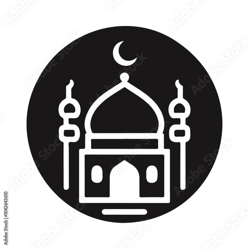 Black silhouette arab ramadan islamic muslim saudi mosque vector icon design