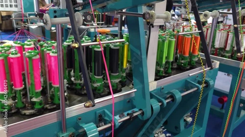 High speed braiding machine. Textile industry.