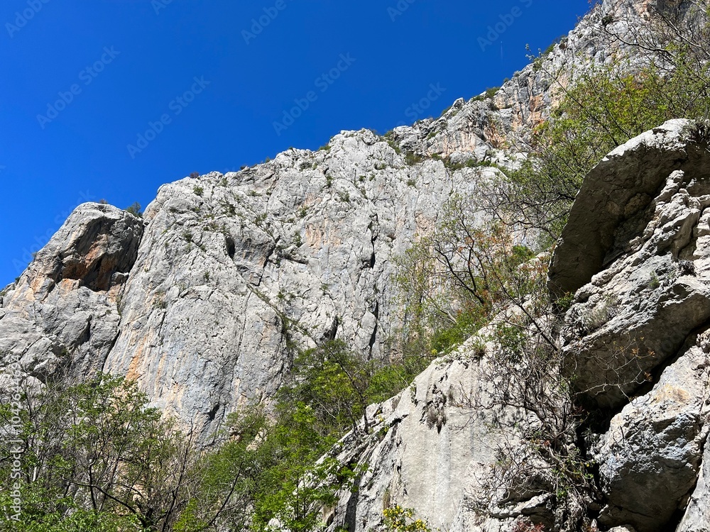 Limestone rocks in Mala Paklenica canyon, Seline (Paklenica National Park, Croatia) - Kalksteinfelsen in der Schlucht Mala Paklenica, Seline (Nationalpark Paklenica, Kroatien) Limestone rocks in Mala Paklenica canyon, Seline (Paklenica National Park, Croatia) - Kalksteinfelsen in der Schlucht Mala Paklenica, Seline (Nationalpark Paklenica, Kroatien)