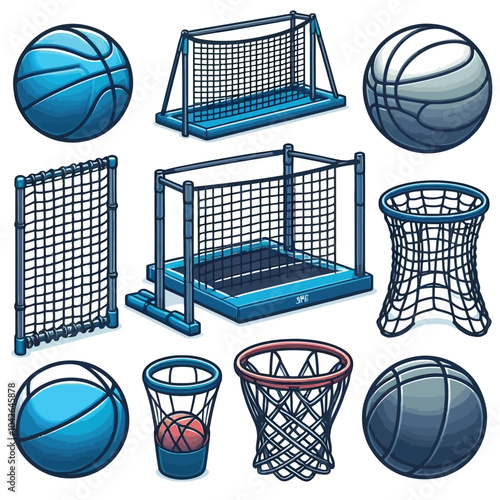 Rebounder Net set vector illustration