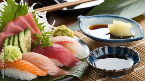 Exploring Traditional Japanese Cuisine with Delicious Sushi photo