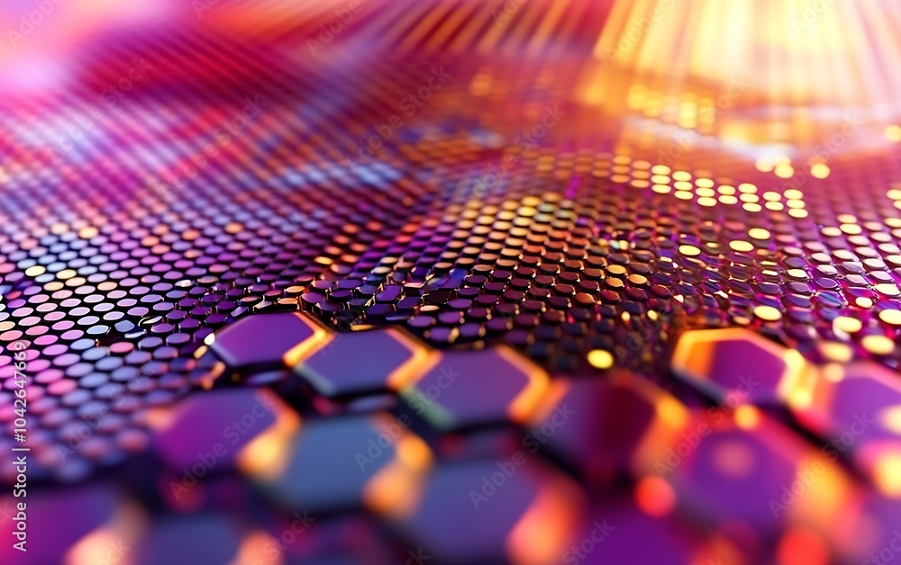 A vibrant, abstract close-up of hexagonal patterns with a colorful gradient, showcasing a dynamic and modern design. A vibrant, abstract close-up of hexagonal patterns with a colorful gradient, showcasing a dynamic and modern design.