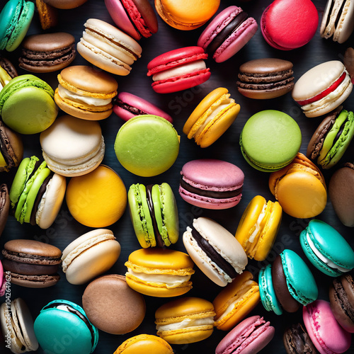 Wallpaper Mural Delight in colorful array of macarons, showcasing vibrant hues and diverse flavors. These delicate pastries create joyful and inviting atmosphere, perfect for any celebration Torontodigital.ca