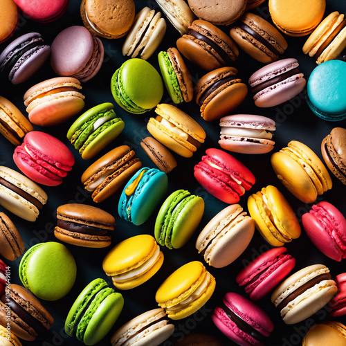 Wallpaper Mural Delight in colorful array of macarons, showcasing vibrant hues and diverse flavors. These delicate pastries create joyful and inviting atmosphere, perfect for any occasion Torontodigital.ca