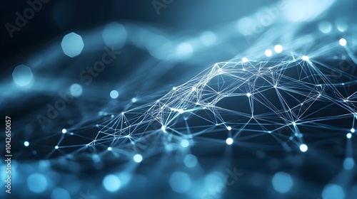 A high-tech background with a digital mesh network design in silver and blue gradients, suited for a cybersecurity application's user interface