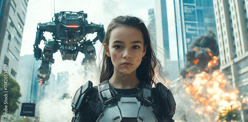 Cyber Heroine in the Futuristic City