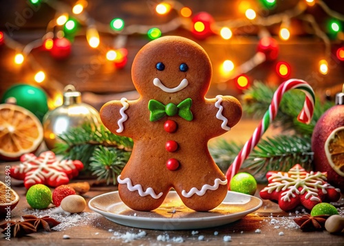 Festive Christmas Gingerbread Man Cartoon in High Dynamic Range for Holiday Cheer