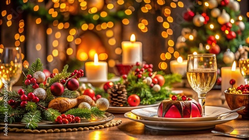 Festive Food Photography with Christmas Decorations for Holiday Celebrations