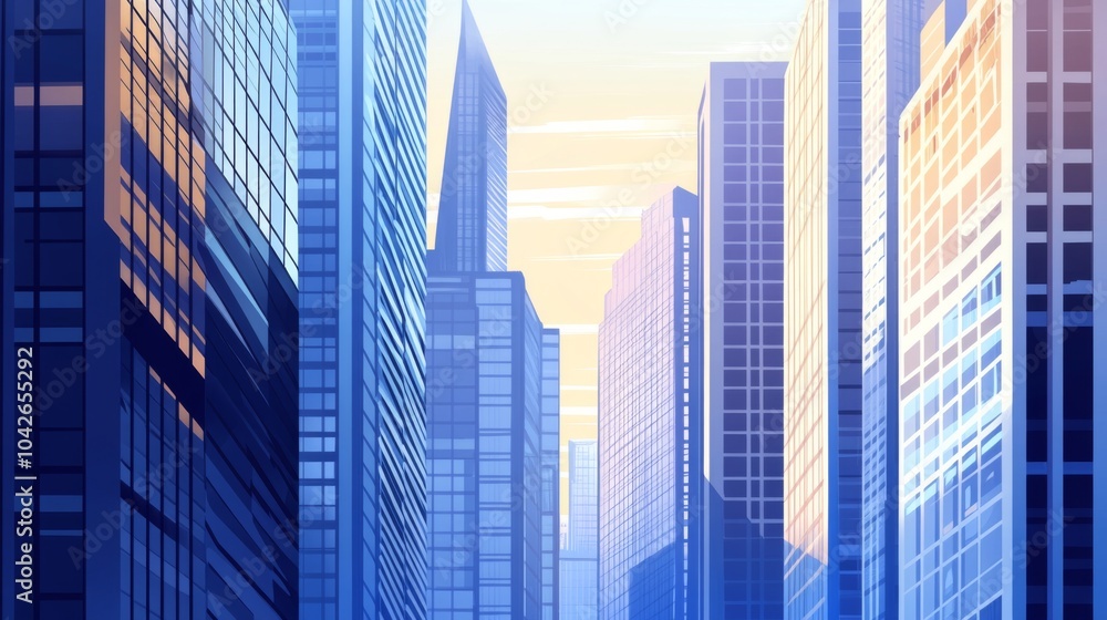 Modern City Skyline with Clean Lines and Inviting Atmosphere Modern City Skyline with Clean Lines and Inviting Atmosphere