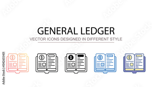 General Ledger icon design with white background stock illustration