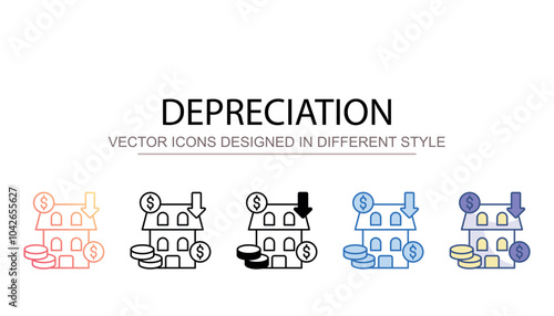Depreciation icon design with white background stock illustration