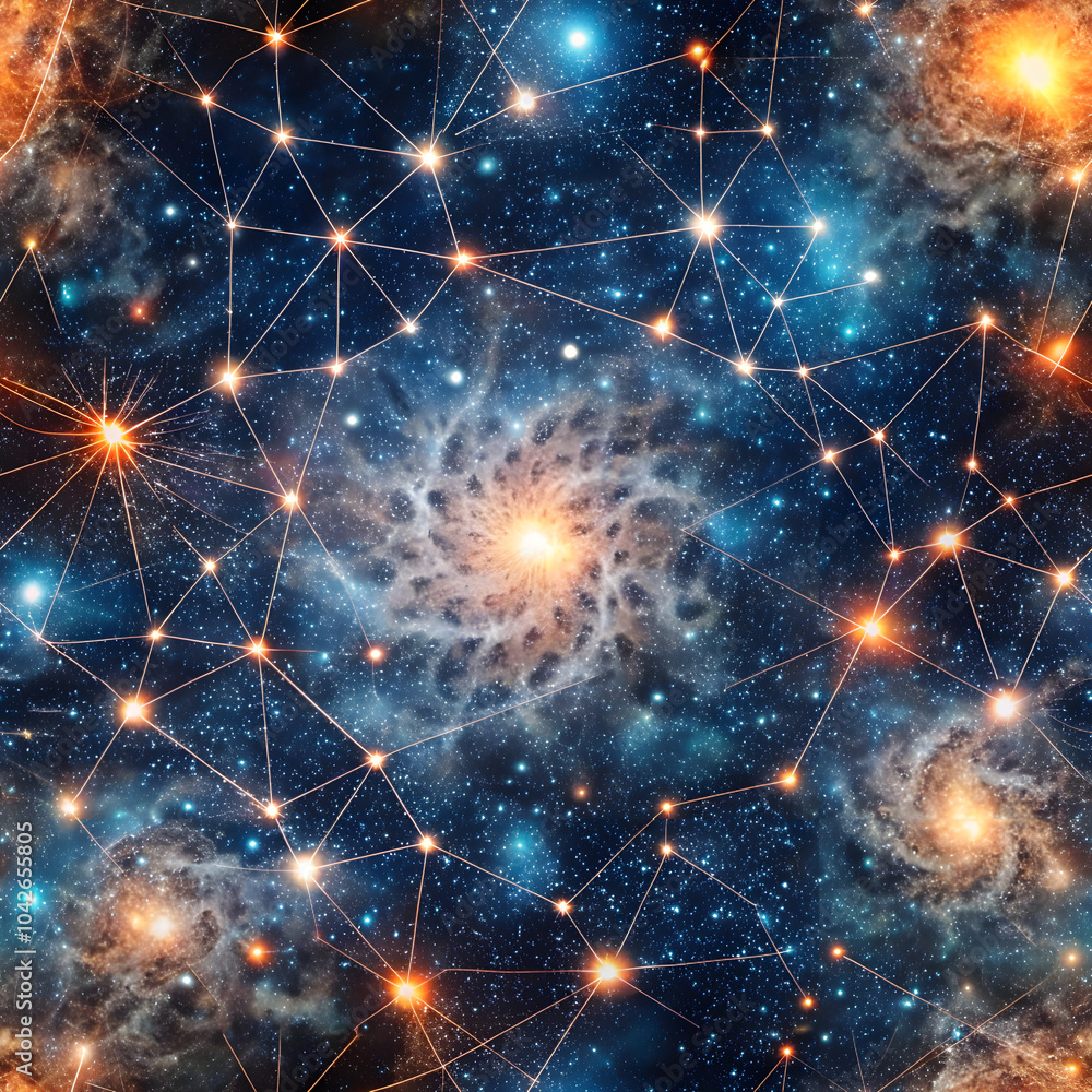 Fototapeta premium Seamless Mind and Universe Connection. Perfect for: Space-themed events, Meditation retreats, Astrology gatherings