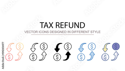 Tax Refund icon design with white background stock illustration