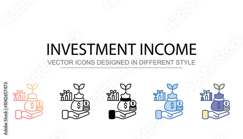 Investment Income icon design with white background stock illustration