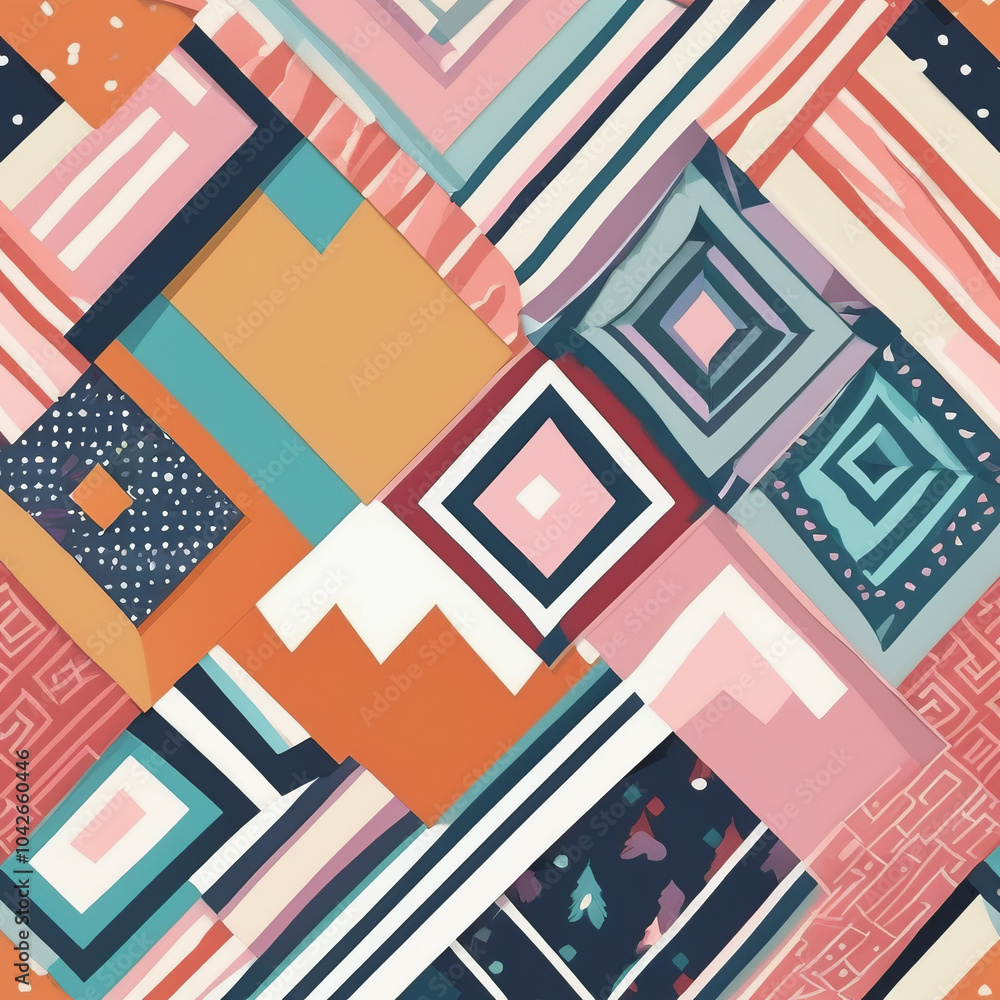 Fototapeta premium Colorful geometric patterns create vibrant and dynamic visual experience, showcasing mix of shapes and colors that evoke creativity and energy