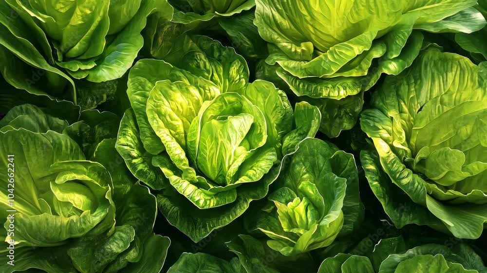 Fresh lettuce leaves grow in a garden on a sunny day Fresh lettuce leaves grow in a garden on a sunny day