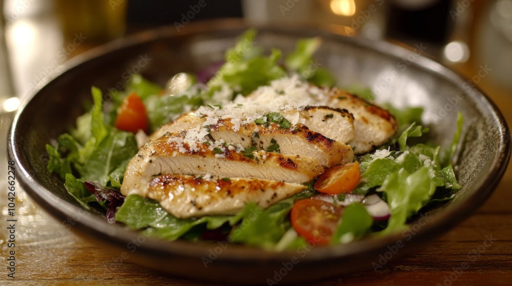 Grilled Chicken Salad with Parmesan Cheese and Cherry Tomatoes Grilled Chicken Salad with Parmesan Cheese and Cherry Tomatoes
