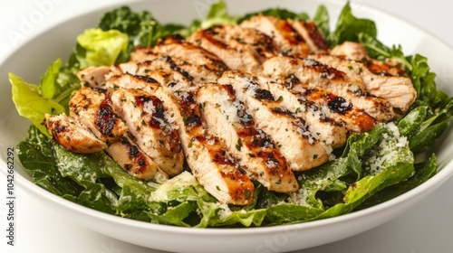 Grilled Chicken Caesar Salad with Parmesan Cheese and Greens