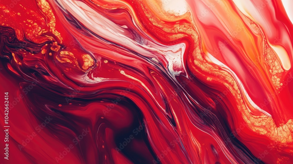 Obraz premium Abstract Red Swirl Art with Fluid Motion