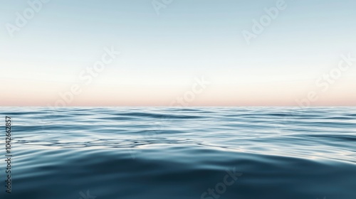 Calm Ocean Waves at Sunrise with Soft Horizon