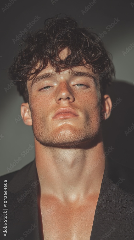 Stylish Male Portrait with Natural Light and Dramatic Shadows Stylish Male Portrait with Natural Light and Dramatic Shadows