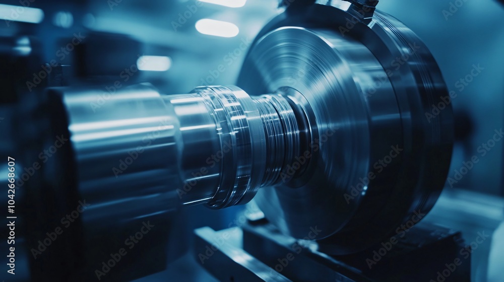 Closeup of a Metal Part Being Machined on a Lathe Closeup of a Metal Part Being Machined on a Lathe