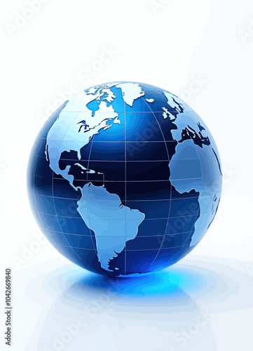 Blue Globe with White Continents 
