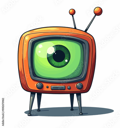 Cartoon Retro TV with Eye 
