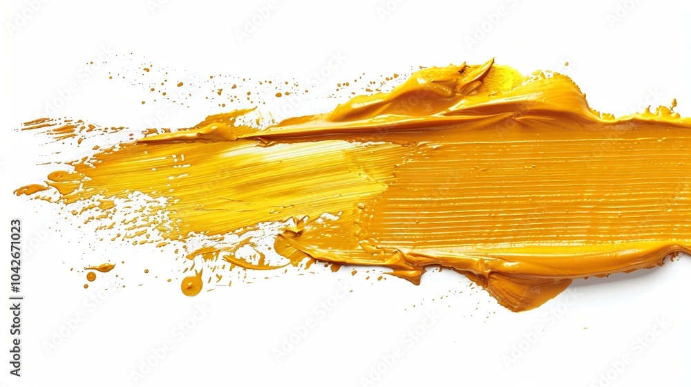 Abstract Yellow Paint Stroke on White Background Abstract Yellow Paint Stroke on White Background