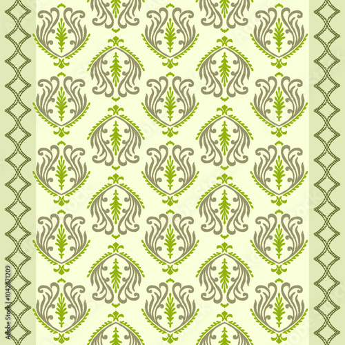 Seamless filigree Ikat Pattern for regal fabric. 