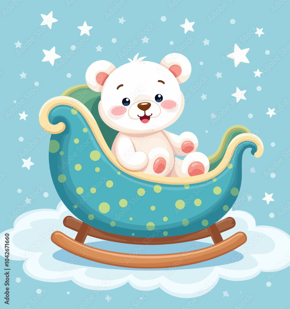 Cute Polar Bear in a Rocking Sleigh
Cute Polar Bear in a Rocking Sleigh