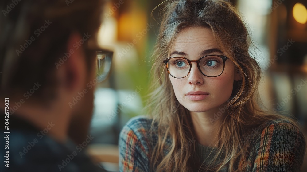 Captivating Conversations Exploring the Depths of Connection Through Intimate Glances and Thoughtful Expressions in a Cozy Café Setting